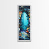 Underwater Cave, ocean painting, nautical wall art, coastal painting, seascape painting, framed canvas print, vertical wall art