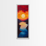 Fiery Sunset, pink orange wall art, landscape painting, moody art, dramatic wall art, framed canvas print, horizontal wall art