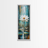 White Lotus, zen wall art, botanical prints, yoga art, teal wall art, sacred geometry wall art, framed canvas print, minimalist art