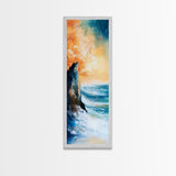Sunset Cliff, coastal painting, framed canvas print, nautical wall art, seascape painting, landscape painting, ocean art, wall decor
