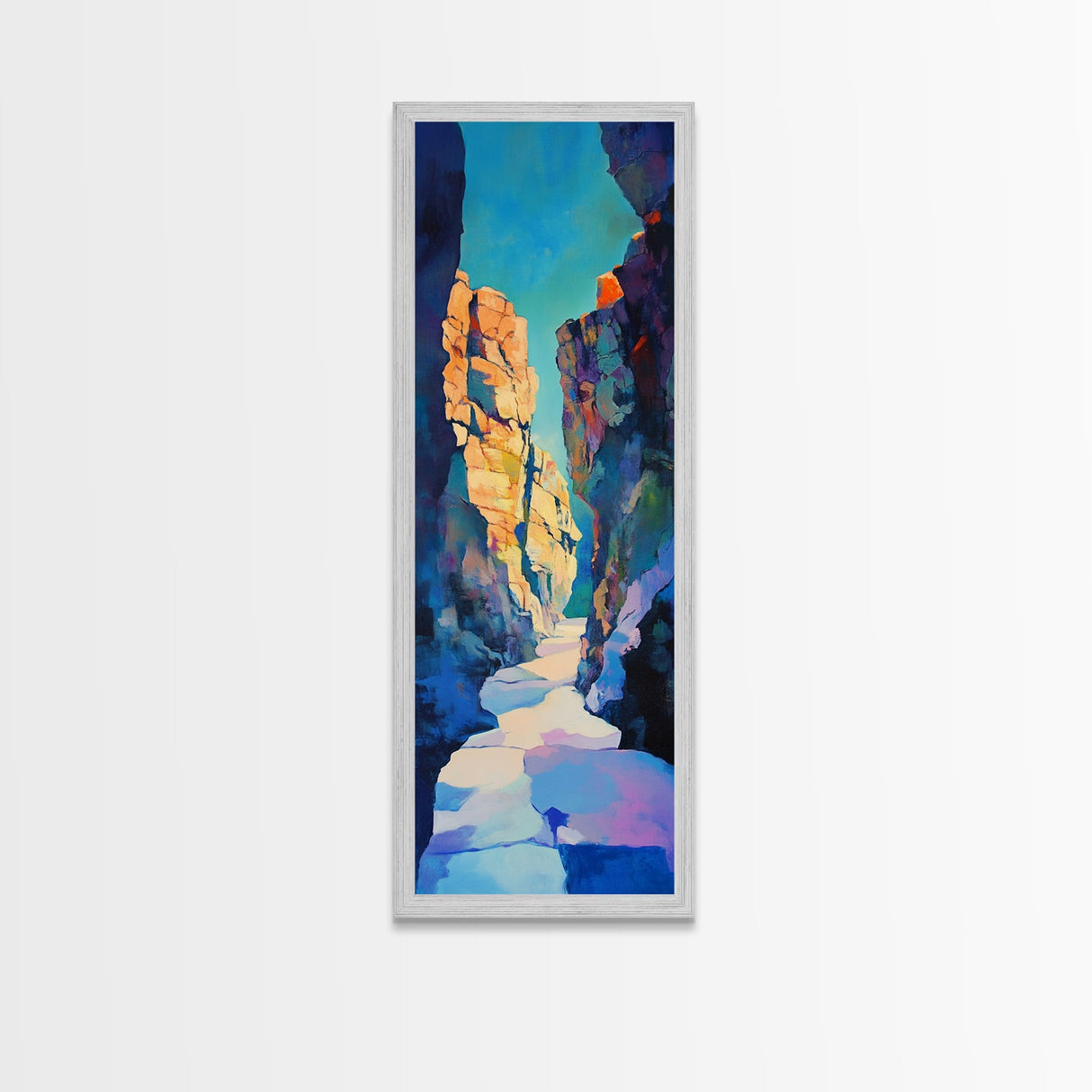 Rocky Canyon, desert landscape, southwest wall art, Joshua tree art, moody art, framed canvas print, extra wide art, vertical wall art