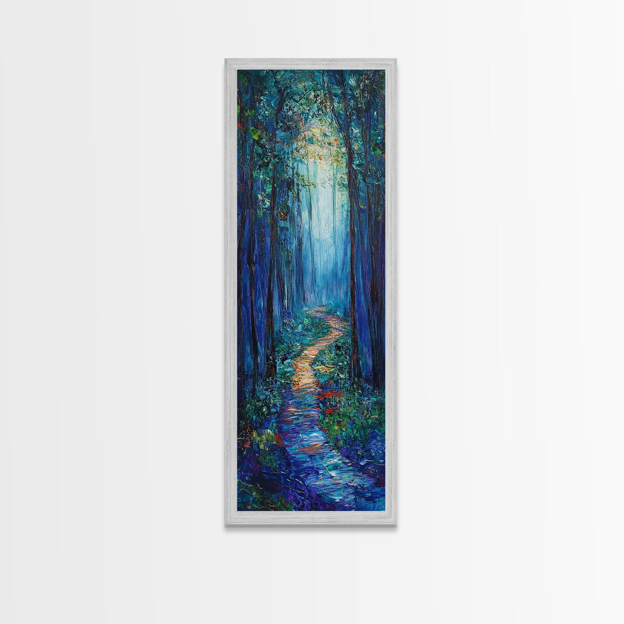 Misty Forest, pine tree art, framed canvas print, forest at dusk painting, wabi sabi art, landscape painting, moody art