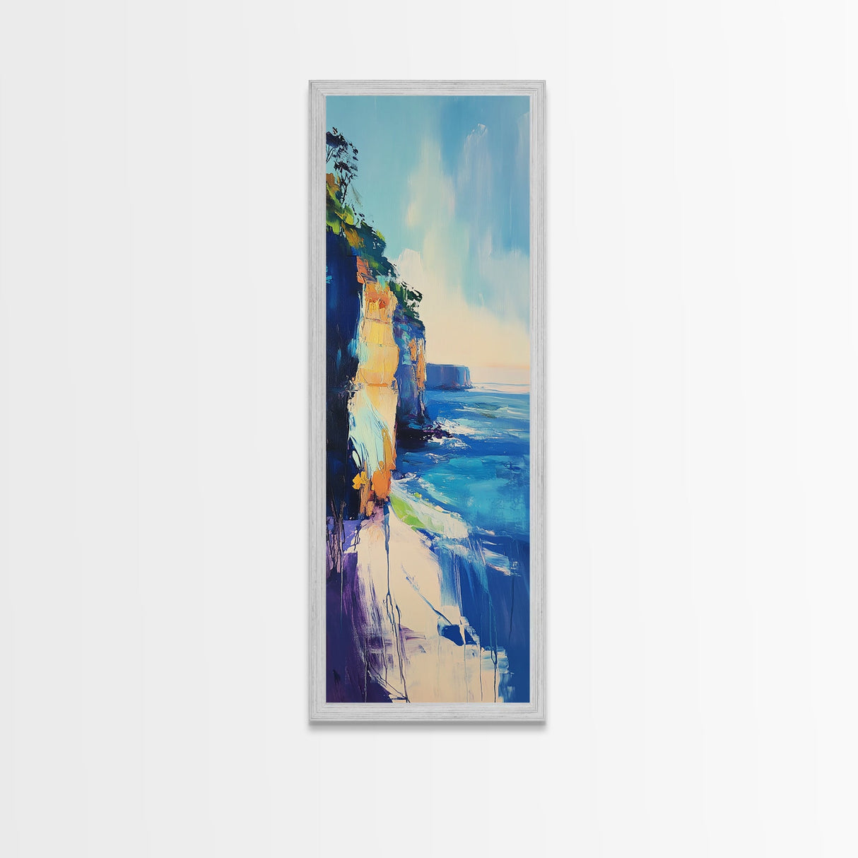 Seascape Painting, Coastal Wall Art, Nautical Decor, Ocean Waves Art, Tall Narrow Art, Canvas Print, Rustic Wall Art, Gift Idea