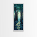 Forest Path, pine tree art, wabi sabi wall art, rustic decor, landscape painting, tall narrow art, green wall art, canvas print