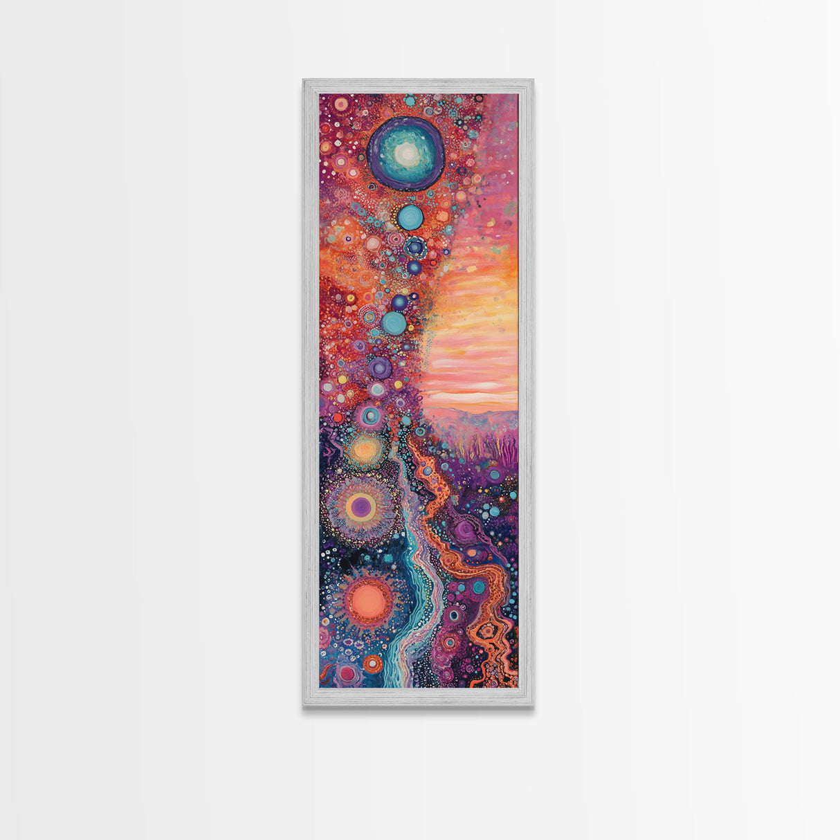 Cosmic Swirls, sacred geometry wall art, pink abstract art, brain art, therapy art, pink orange wall art, vertical wall art, canvas print