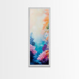 Coral Reef, dolphin painting, blue and green wall art, ocean painting, tropical decor, tall skinny art, coastal decor, canvas print