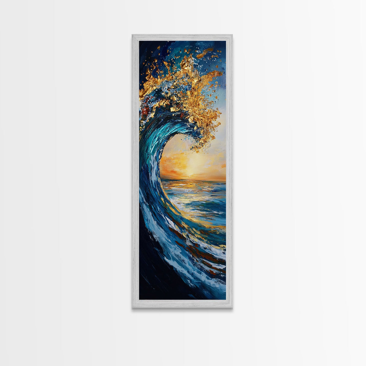 Ocean Wave Art, Surf Wall Art, Coastal Decor, Framed Canvas Print, Nautical Painting, Moody Art, Extra Wide Art, Seascape Painting