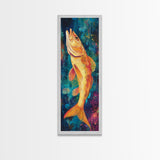 Vibrant, Fish Painting, Framed Canvas Print, koi fish painting, nautical painting, fly fishing art, coastal wall art, rustic decor, unique gift idea