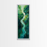 Emerald River, sage green wall art, framed canvas print, minimalist art, extra wide art, rustic decor, long narrow art