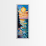 Coastal Sunset, seascape painting, framed canvas print, nautical wall art, coastal decor, extra wide art, surf wall art, above sofa art