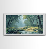 Misty Forest, Moody Art, Therapy Art, Joshua Tree Art, Landscape Painting, Wabi Sabi Wall Art, Nature Art, Framed Canvas Print