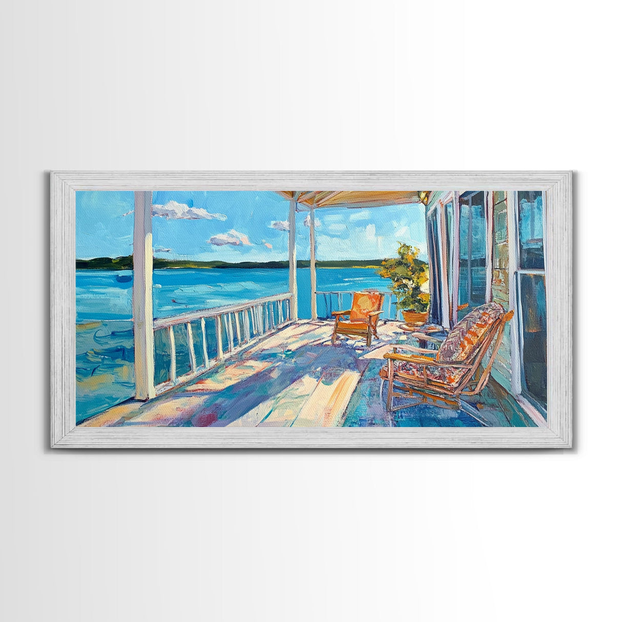 Lake House Art, Coastal Landscape Art, Nautical Decor, Rustic Wall Art, Framed Canvas Print, Living Room Art, Above Sofa Art