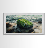 Mossy Rock, Ireland painting, framed canvas print, coastal wall art, nautical wall art, moody art, original painting, rustic decor