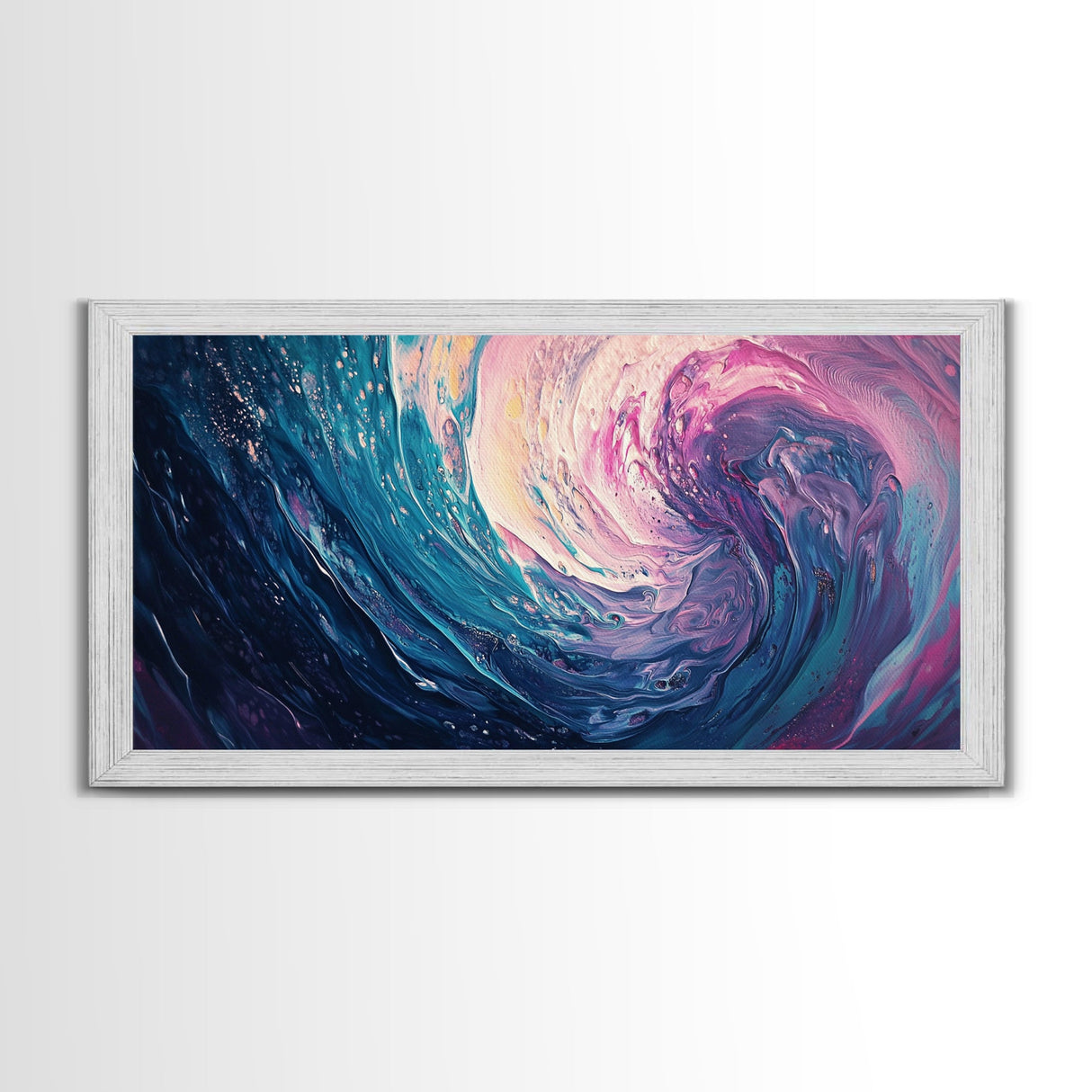 Abstract Wave, Ocean Swirl, Panoramic Art, Canvas Print, Coastal Decor, Teal Wall Art, Nautical Wall Art, Whimsical Art, Surf Wall Art