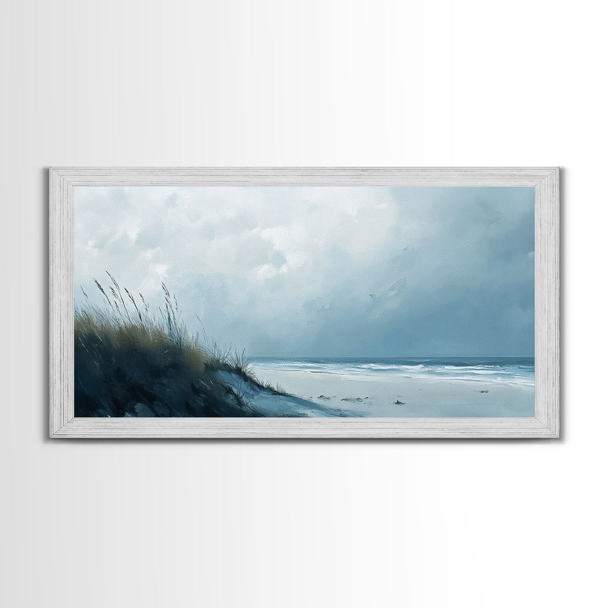 Seascape painting, coastal wall art, framed canvas print, beach painting, nautical decor, extra wide art, panoramic wall art