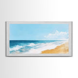 Ocean Beach Painting, seascape painting, coastal wall art, nautical decor, beach house art, panoramic painting, Canvas Print