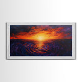 Vivid Sunset, Water Reflection, Zen Wall Art, Coastal Painting, Nautical Decor, Moody Art, Framed Canvas Print, Seascape Painting