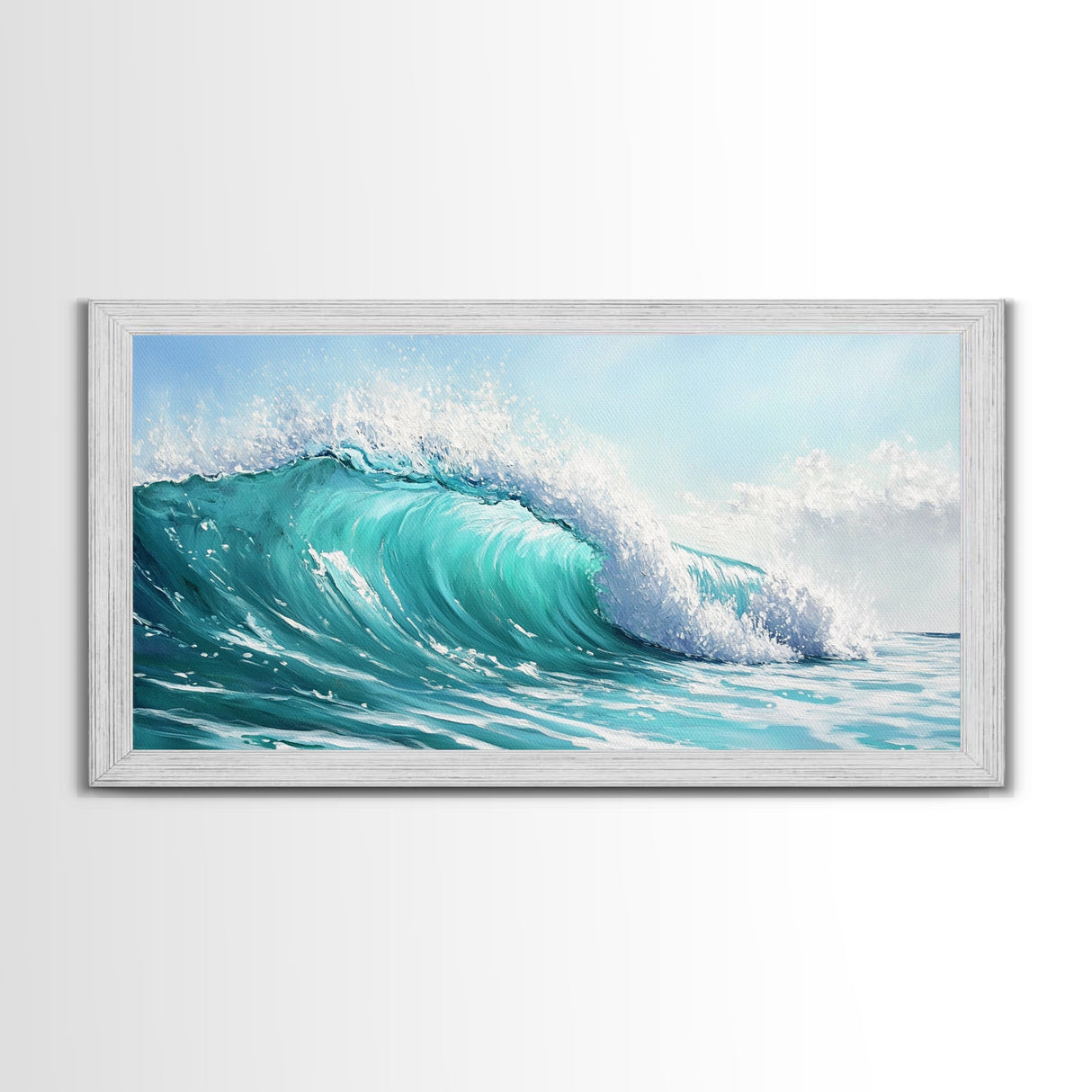 Ocean Wave, seascape painting, surf wall art, nautical decor, blue and green wall art, coastal landscape art, Canvas Print