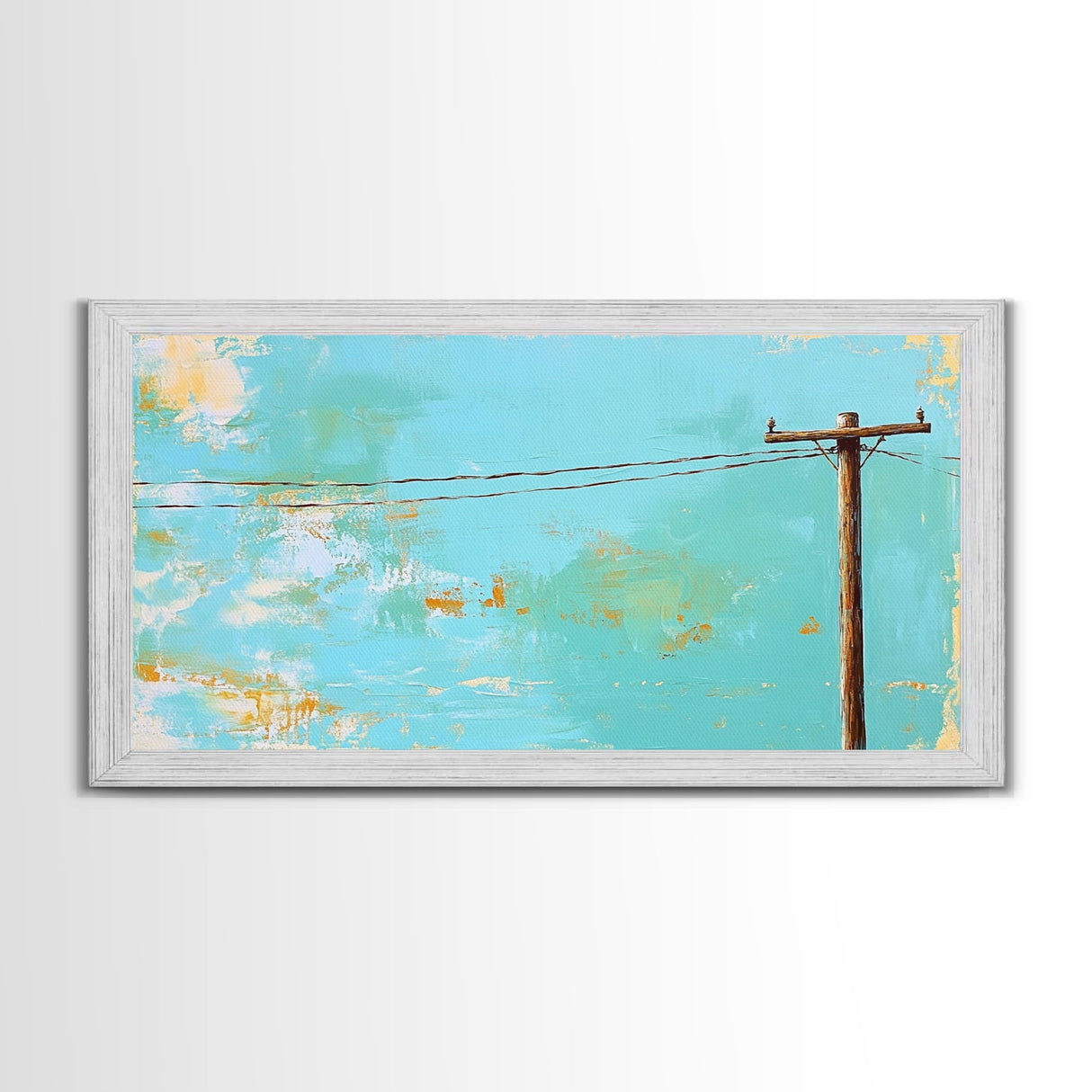 Power Lines, minimalist art, boho wall art, extra wide art, blue and green wall art, wabi sabi art, above sofa art, Canvas Print