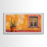 Mexican Window, Canvas Print, southwest wall art, warm color painting, extra wide painting, vibrant art, farmhouse art