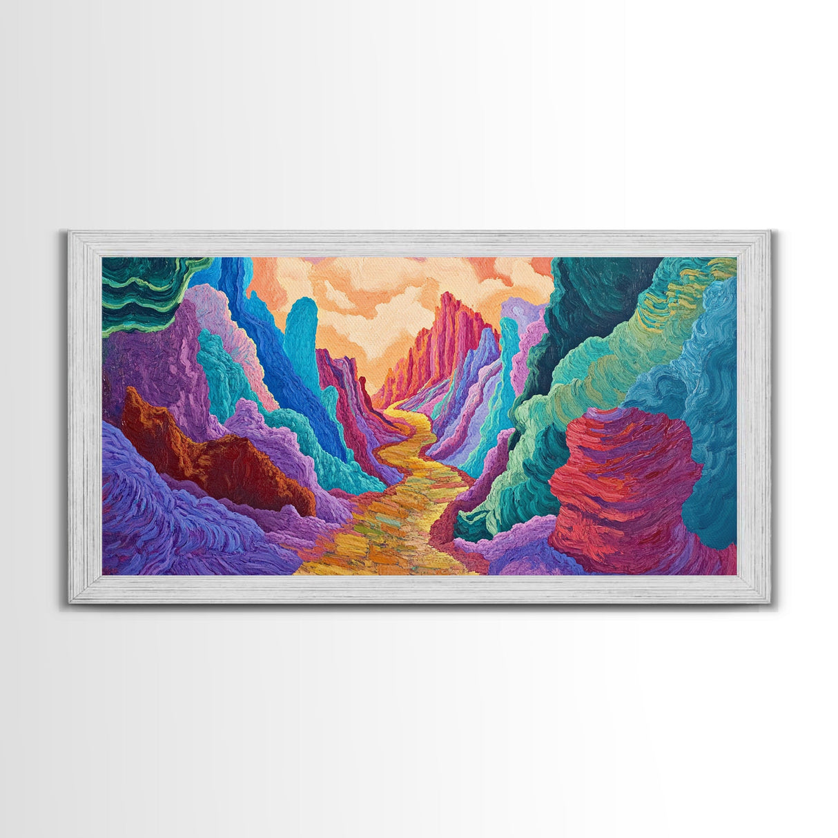 Vibrant canyon, abstract rocks, Canvas Print, mountain painting, southwest wall art, extra wide art, geometric wall art