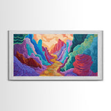 Vibrant canyon, abstract rocks, Canvas Print, mountain painting, southwest wall art, extra wide art, geometric wall art