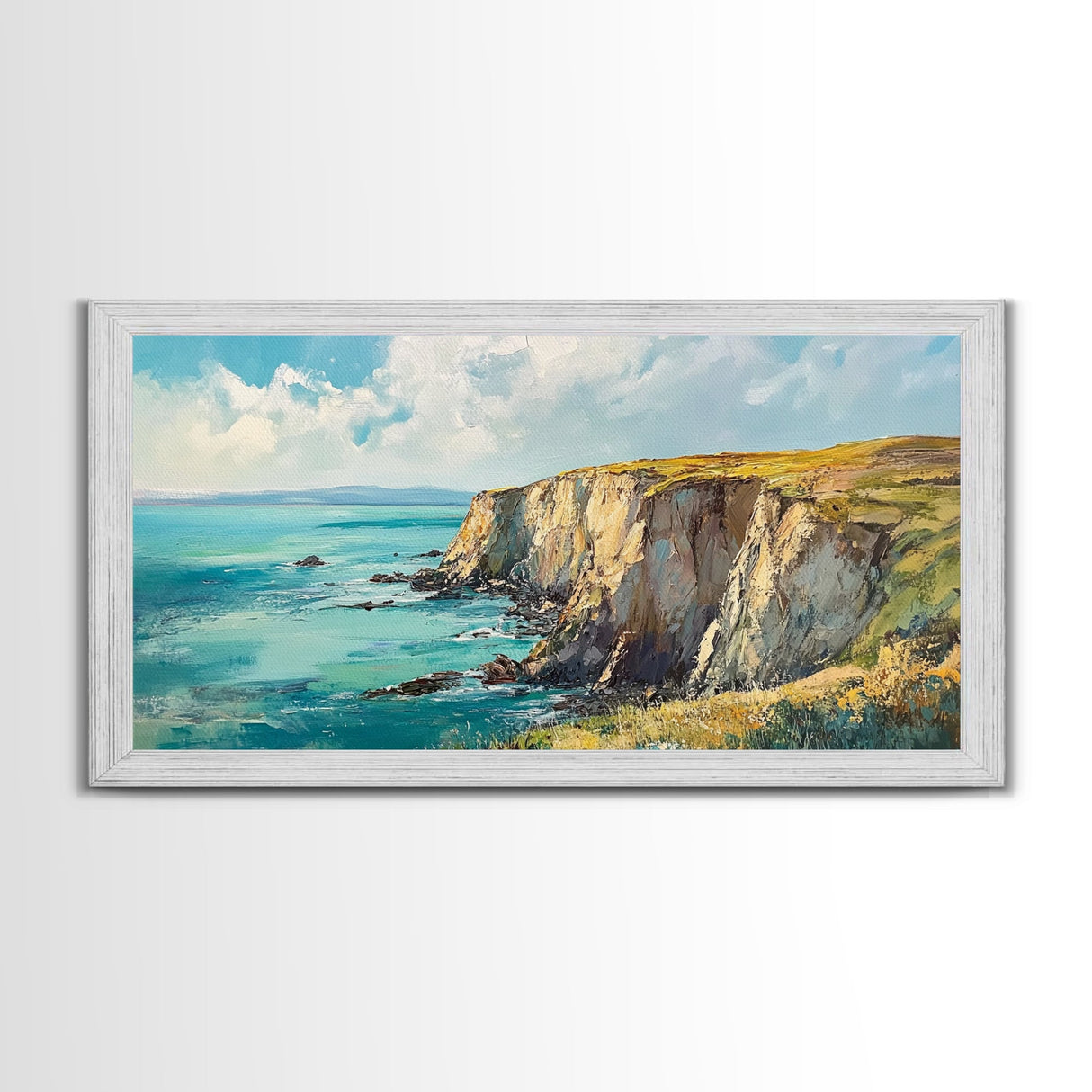 Ireland Painting, Coastal Cliffs, Ocean Landscape, Canvas Print, Nautical Wall Art, Coastal Landscape Art, Above Couch Art