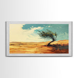 Windblown Tree, Desert Landscape, Southwest Wall Art, Canvas Print, Moody Art, Rustic Wall Art, Wabi Sabi Art, Panoramic Art