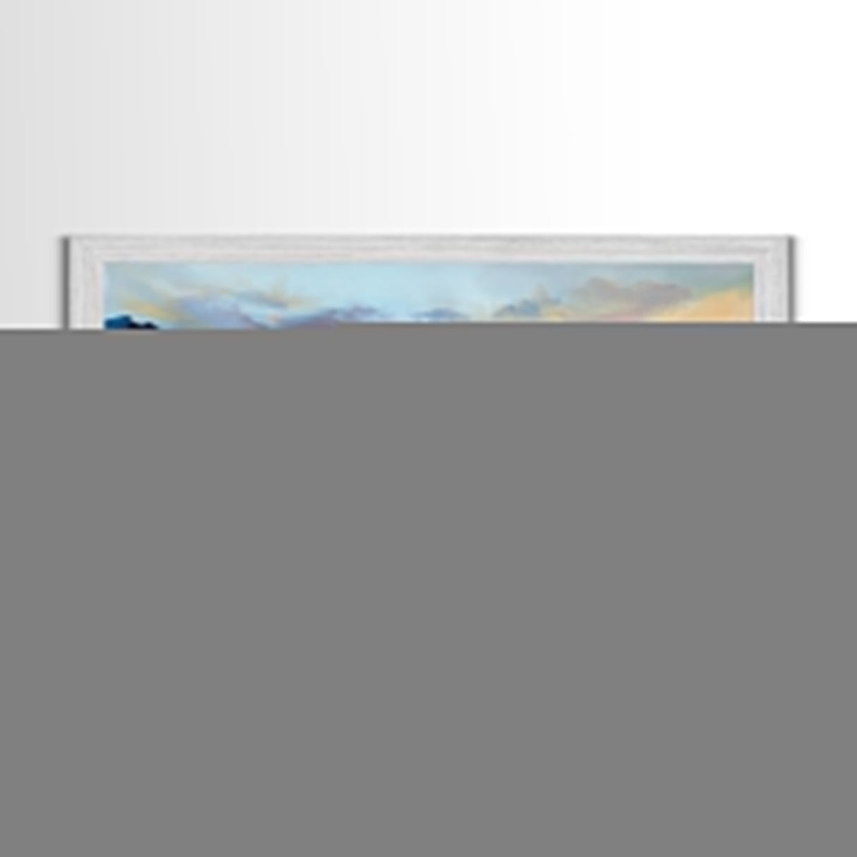 Serene Fjord, mountain painting, lake Tahoe art, blue and green wall art, panoramic painting, extra wide art, Framed Canvas Print, above sofa art