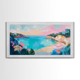 Pastel Ocean, Colorful Coastal Painting, Seascape Art, Nautical Decor, Coastal Cowgirl Wall Art, Canvas Print, Extra Wide Art