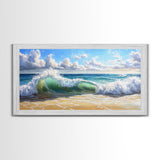 Beach Wave Painting, Coastal Landscape Art, Ocean Wall Art, Surf Wall Art, Nautical Decor, Seascape Art, Horizontal Wall Art, Canvas Print