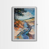 Minimalist landscape, wabi sabi wall art, rustic decor, above bed wall art, framed canvas print, neutral art, extra wide painting