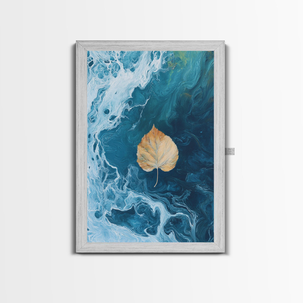 Floating Leaf Painting, Nature Abstract Art, Ocean Inspired Decor, Moody Wall Art, Tranquil Home Decor, Canvas Print