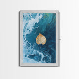 Floating Leaf Painting, Nature Abstract Art, Ocean Inspired Decor, Moody Wall Art, Tranquil Home Decor, Canvas Print