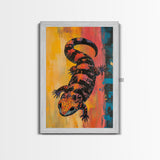 Colorful Lizard Art, wildlife painting, leopard wall art, whimsical art, rustic decor, southwest wall art, Canvas Print
