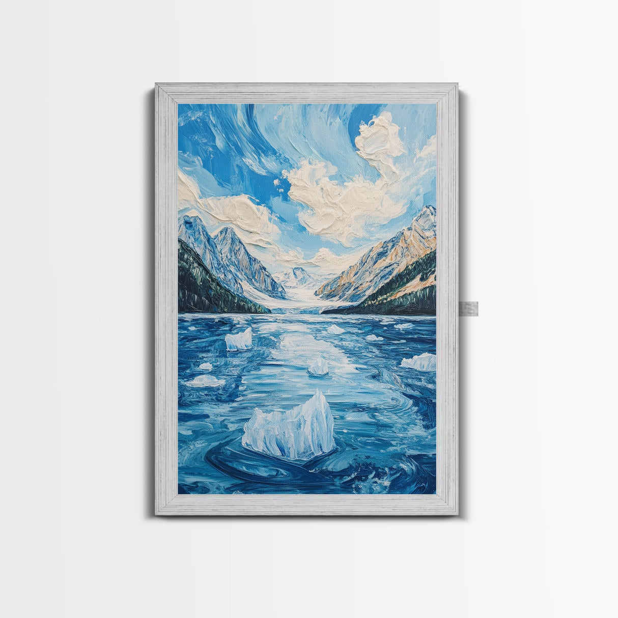 Glacial Lake View, lake Tahoe art, blue and green wall art, panoramic painting, framed canvas print, nature art, above couch art