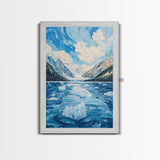 Glacial Lake View, lake Tahoe art, blue and green wall art, panoramic painting, framed canvas print, nature art, above couch art