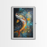 Vibrant Trout Art, Fly Fishing Art, Lake Tahoe Art, Rustic Wall Art, Nature Inspired Decor, Fisherman Gift, Canvas Print
