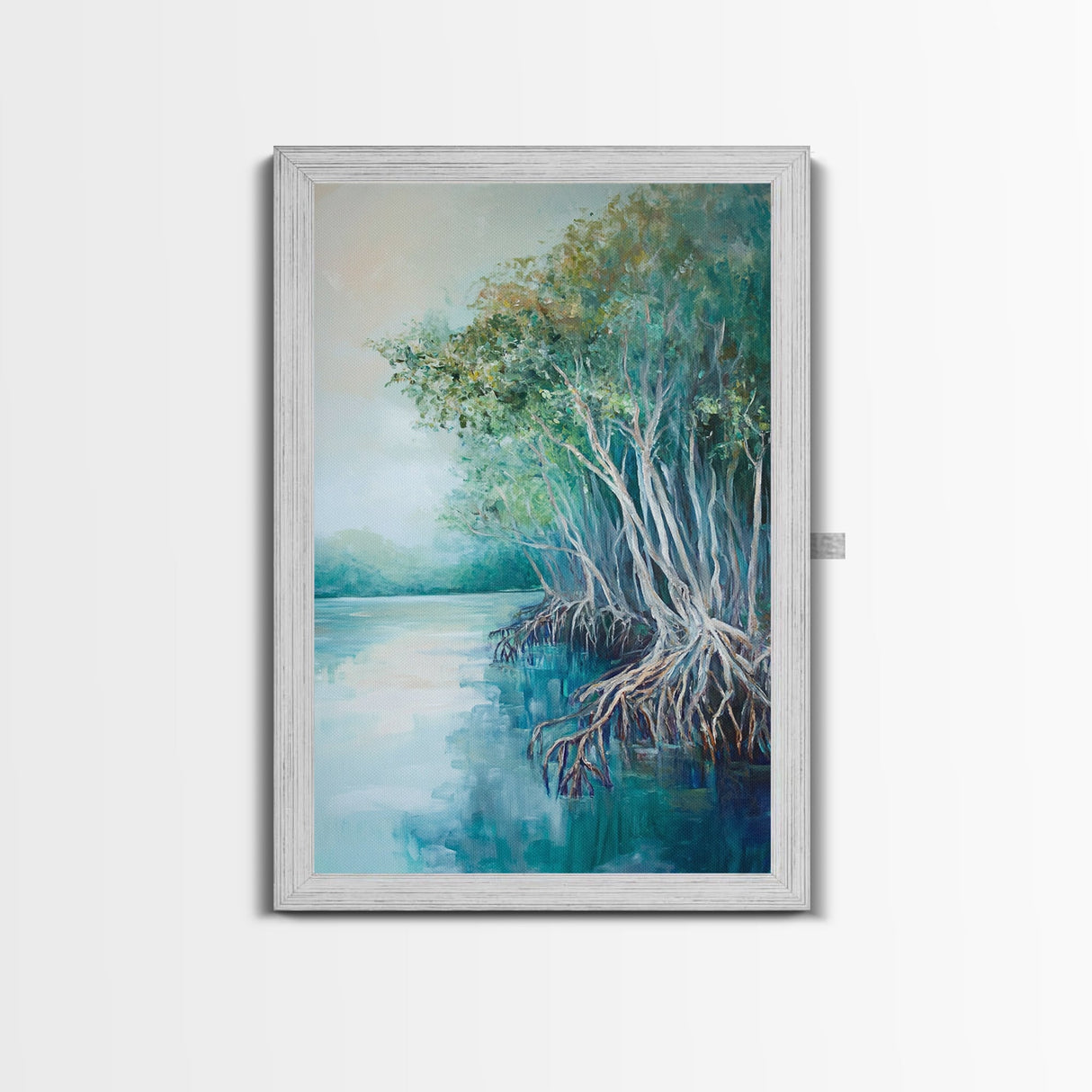 Mangrove Trees, coastal landscape art, tropical art, teal wall art, beach house decor, nautical wall art, Canvas Print, extra wide art
