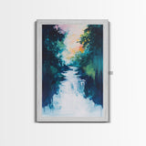 Waterfall Painting, Moody Art, Coastal Landscape Art, Framed Canvas Print, Above Sofa Art, Living Room Art, Vertical Wall Art