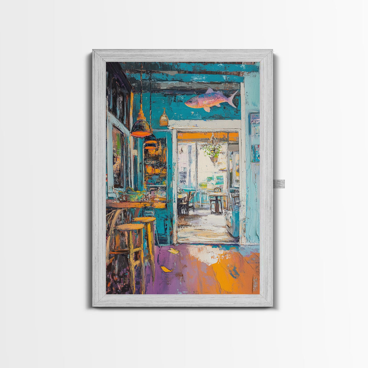 Rustic Bar Painting, Food Review Kitchen Art, Coastal Landscape Art, Canvas Print, Whimsical Art, Nautical Decor, Living Room Art