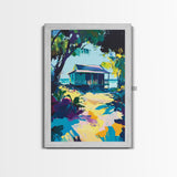 Tropical House, Hawaii Art, Coastal Cowgirl Wall Art, Palm Tree Painting, Coastal Landscape Art, Canvas Print, Living Room Art