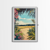 Tropical Landscape, palm tree painting, botanical prints, coastal landscape art, Canvas Print, living room art, wabi sabi wall art