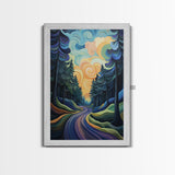 Fantasy Forest, pine tree art, forest at dusk painting, smoky mountain art, Canvas Print, moody art, tall skinny art, guest room art