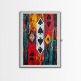 Playing Card Art, chicano art, bold abstract painting, moody art, graffiti wall art, framed canvas print, gift idea, rustic decor