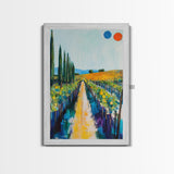 Vineyard Path, Tuscany painting, landscape painting, farmhouse art, rustic decor, above couch art, framed canvas print, wall art