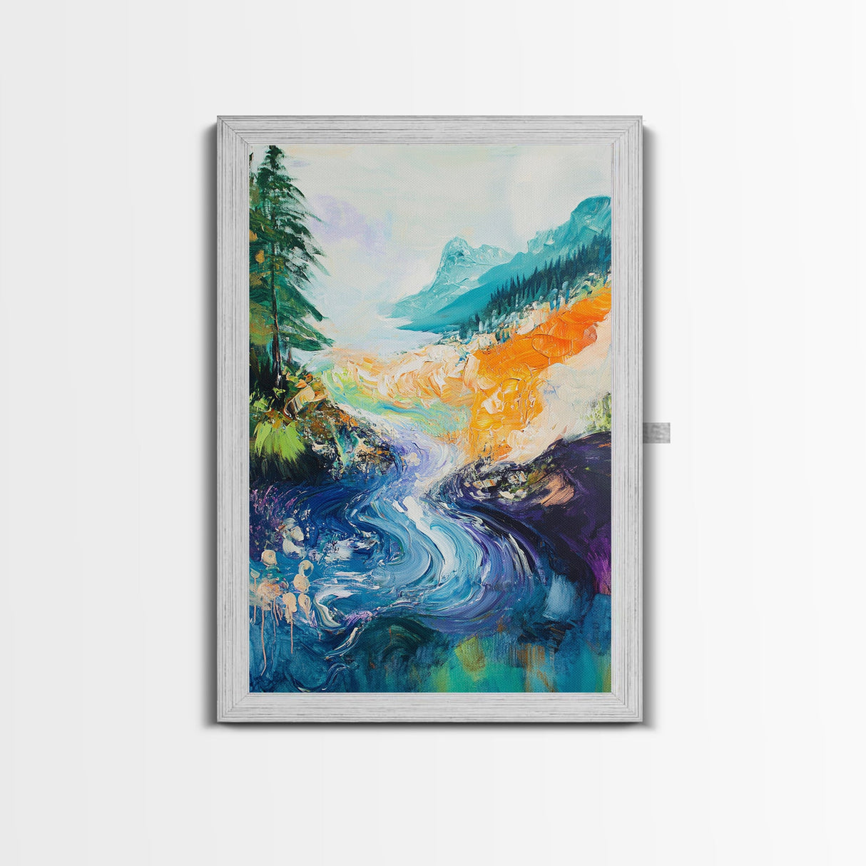 Mountain River Art, Coastal Landscape Painting, Smoky Mountain Art, Nature Wall Art, Living Room Decor, Canvas Print, Gift Idea
