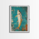 Vibrant Fish Painting Canvas Print Coastal Wall Art, Beach House Decor, Nautical Art, Ocean Inspired Artwork, Rustic Wall Decor