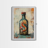 Snake in Bottle Canvas Print Dark Fantasy Art, Mysterious Wall Decor, Surrealism Artwork, Eclectic Home Decor, Gothic Wall Art