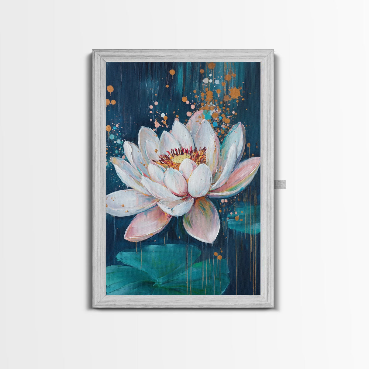 Lotus Flower Canvas Print Zen Wall Art Spiritual Meditation Decor Feminine Botanical Painting Bedroom Bathroom Boho Gift